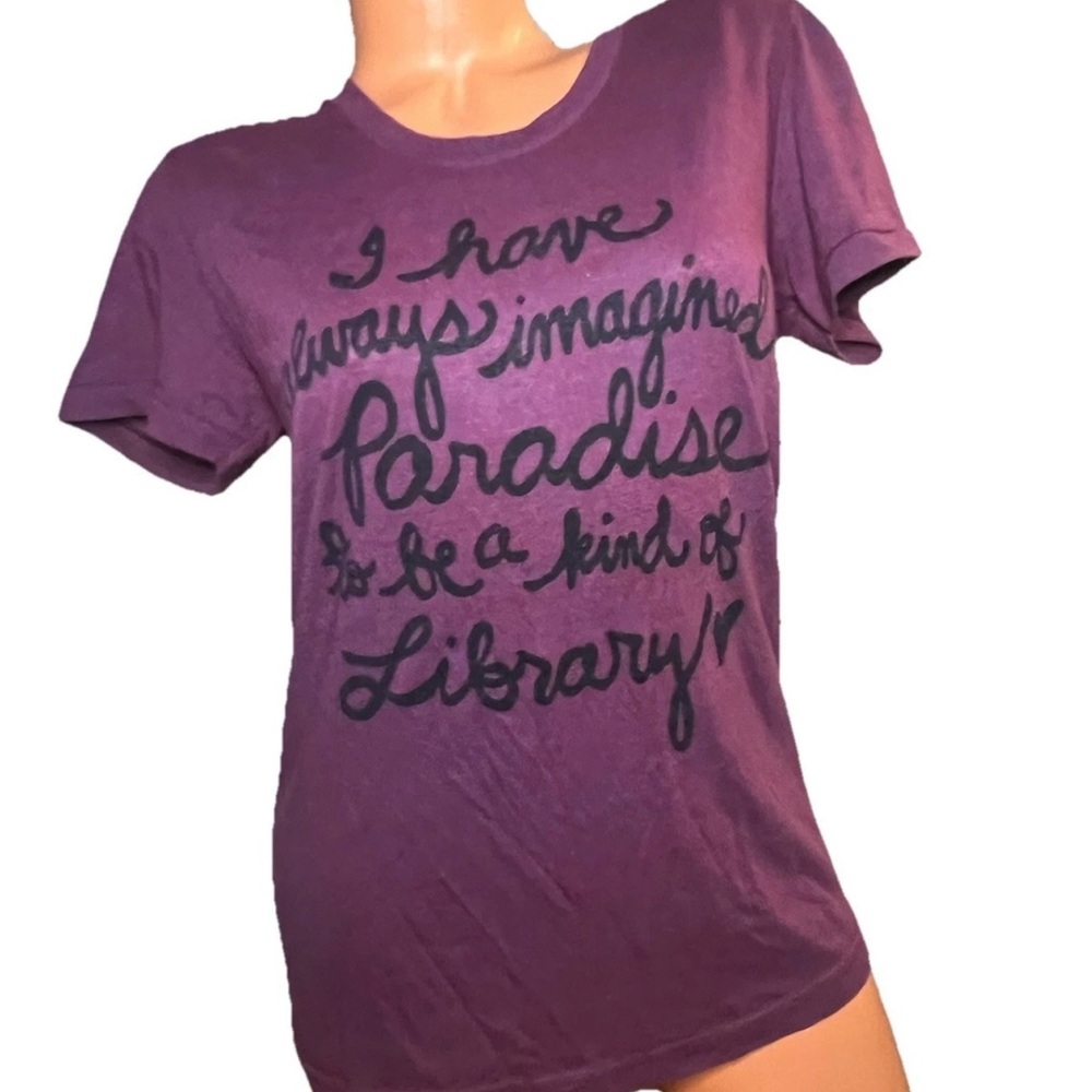 American Apparel Burgundy Purple Graphic Tee XL PARADISE LIBRARY